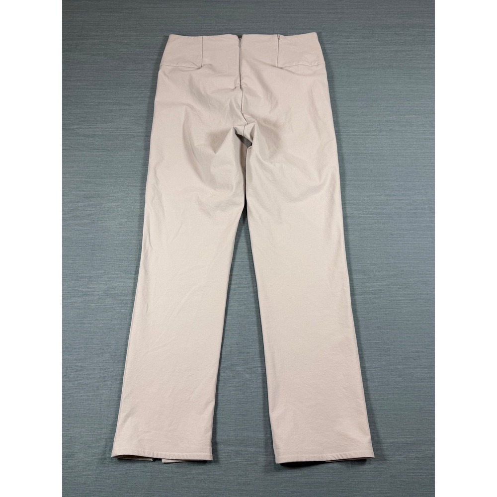 Athleta Delancey Skyline Straight Leg Pants Beige High‎ Rise Hem Slit Womens 8 - Picture 2 of 10